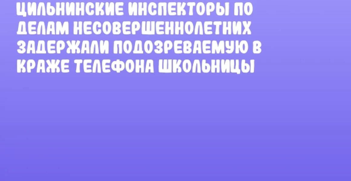 Цильнинские инспекторы по делам несовершеннолетних задержали подозреваемую в краже телефона школьницы Цильнинские инспекторы по делам несовершеннолетних задержали подозреваемую в краже телефона школьницы