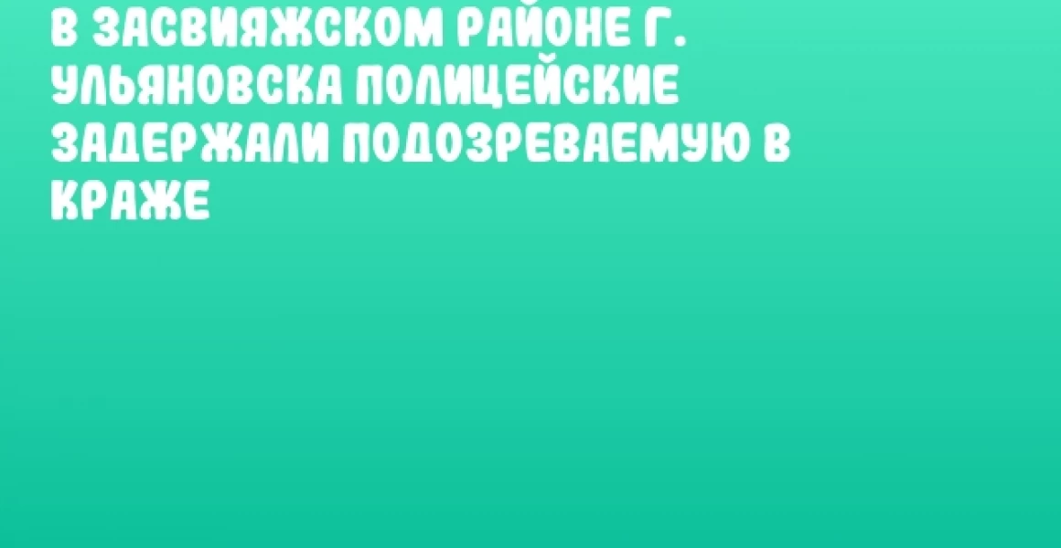 В Засвияжском районе г. Ульяновска полицейские задержали подозреваемую в краже