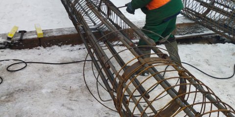 ​​​​​​​На четвёртой опоре нового моста через Свиягу забетонировали плиту фундамента