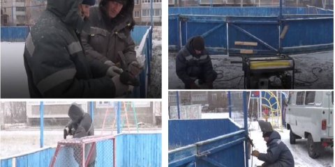 В Ульяновске ведётся заливка хоккейных кортов