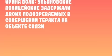 Ирина Волк: Ульяновские полицейские задержали двоих подозреваемых в совершении теракта на объекте связи