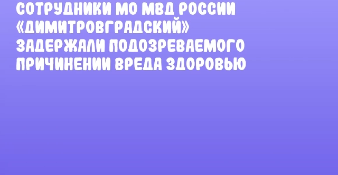 Сотрудники МО МВД России «Димитровградский» задержали подозреваемого причинении вреда здоровью Сотрудники МО МВД России «Димитровградский» задержали подозреваемого причинении вреда здоровью