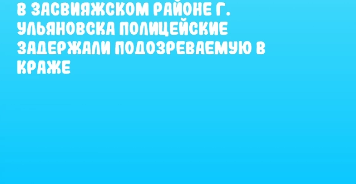 В Засвияжском районе г. Ульяновска полицейские задержали подозреваемую в краже