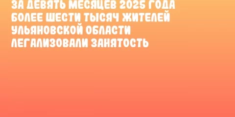 За девять месяцев 2025 года более шести тысяч жителей Ульяновской области легализовали занятость