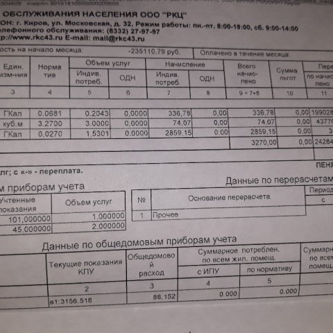 Квитанция за ЖКХ на 246 113 рублей пришла жителю Кирова