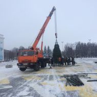 В Ульяновске на площади устанавливают главную новогоднюю ёлку