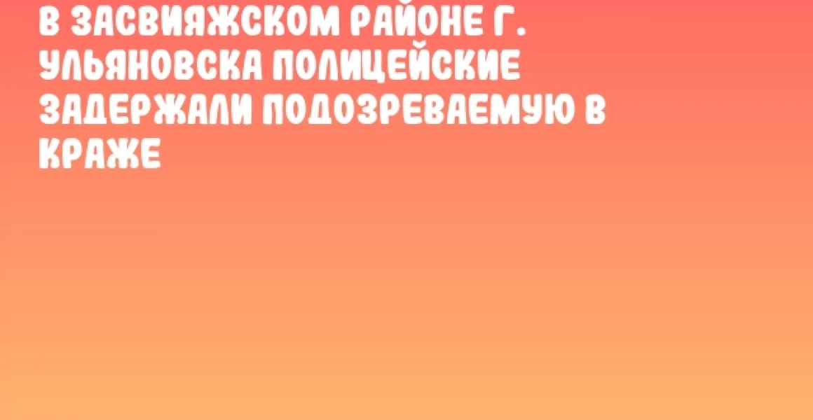 В Засвияжском районе г. Ульяновска полицейские задержали подозреваемую в краже