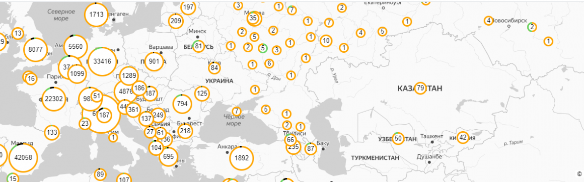 Карта заболевших коронавирусом. Данные по коронавирусу в мире на сегодня карта.