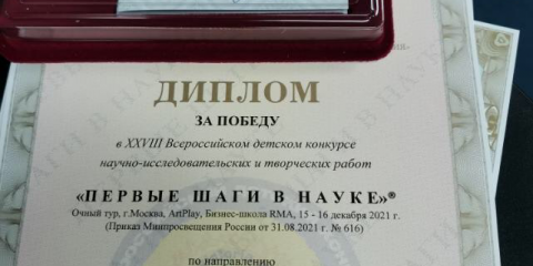 Ульяновская школьница стала победителем XXVIII Всероссийского конкурса &laquo;Первые шаги в науке&raquo;