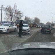 Пробка на Московском шоссе в Ульяновске в обе стороны