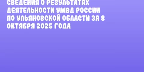 Сведения о результатах деятельности УМВД России по Ульяновской области за 8 октября 2025 года